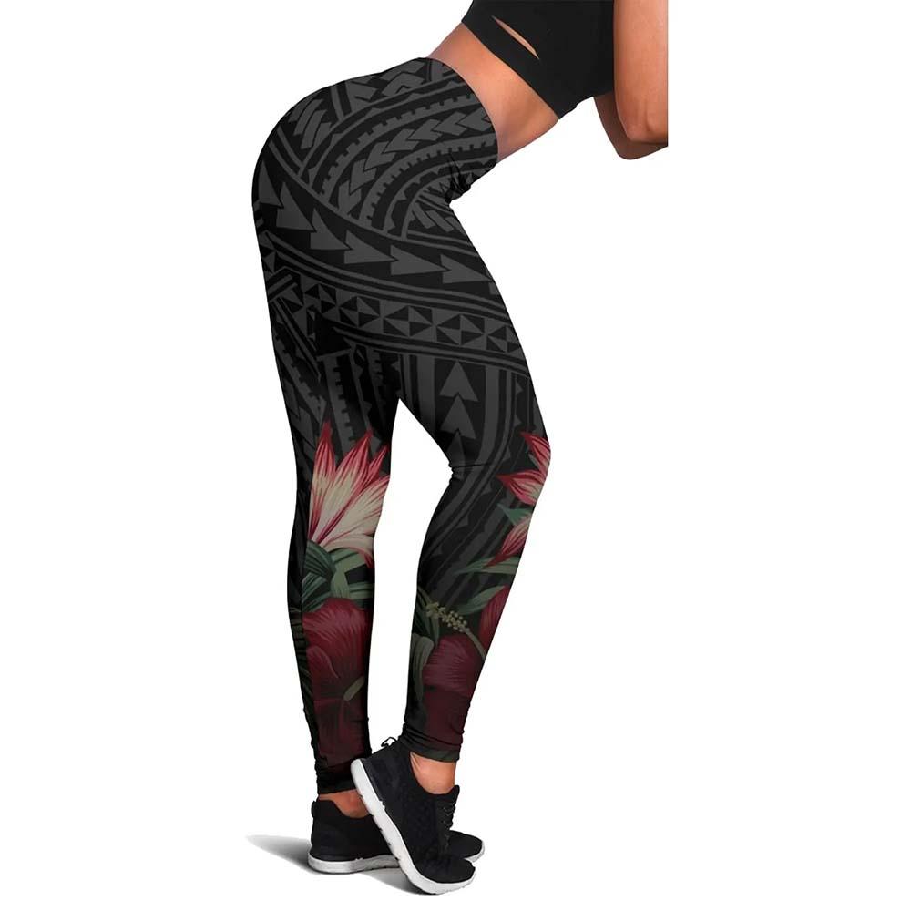 Tahiti Polynesian Legging - Tropical Vintage Hibiscus