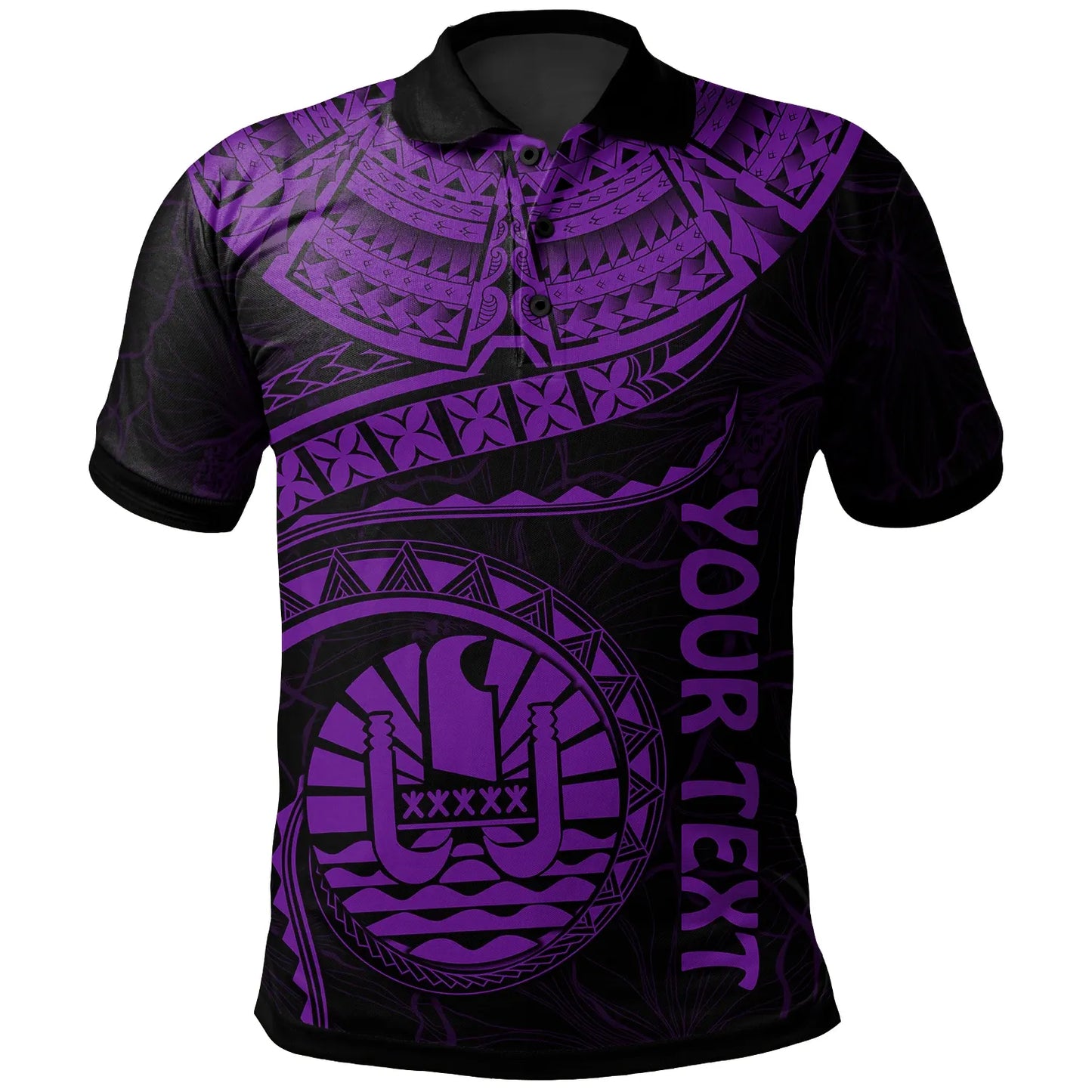 Tahiti Polynesian Personalised Polo Shirt - Tahiti Waves (Purple)