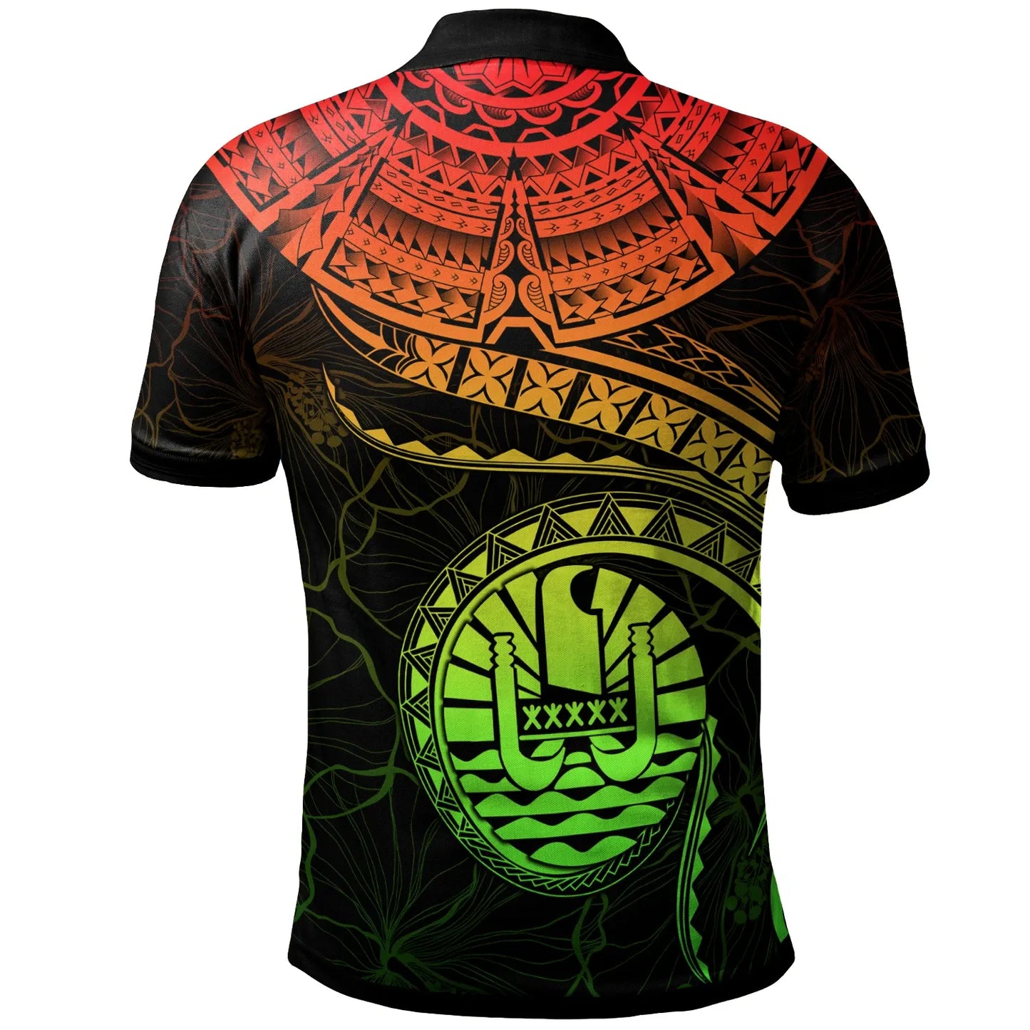 Tahiti Polynesian Polo Shirt - Tahiti Waves (Reggae)