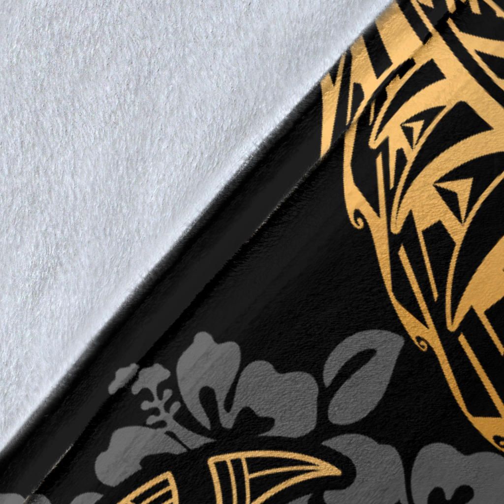 Tahiti Polynesian Premium Blanket - Gold Turtle Hibiscus Flowing
