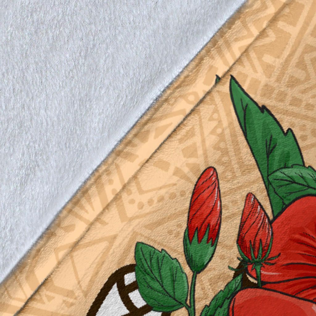 Tahiti Polynesian Premium Blanket - Hibiscus Coat of Arm Beige