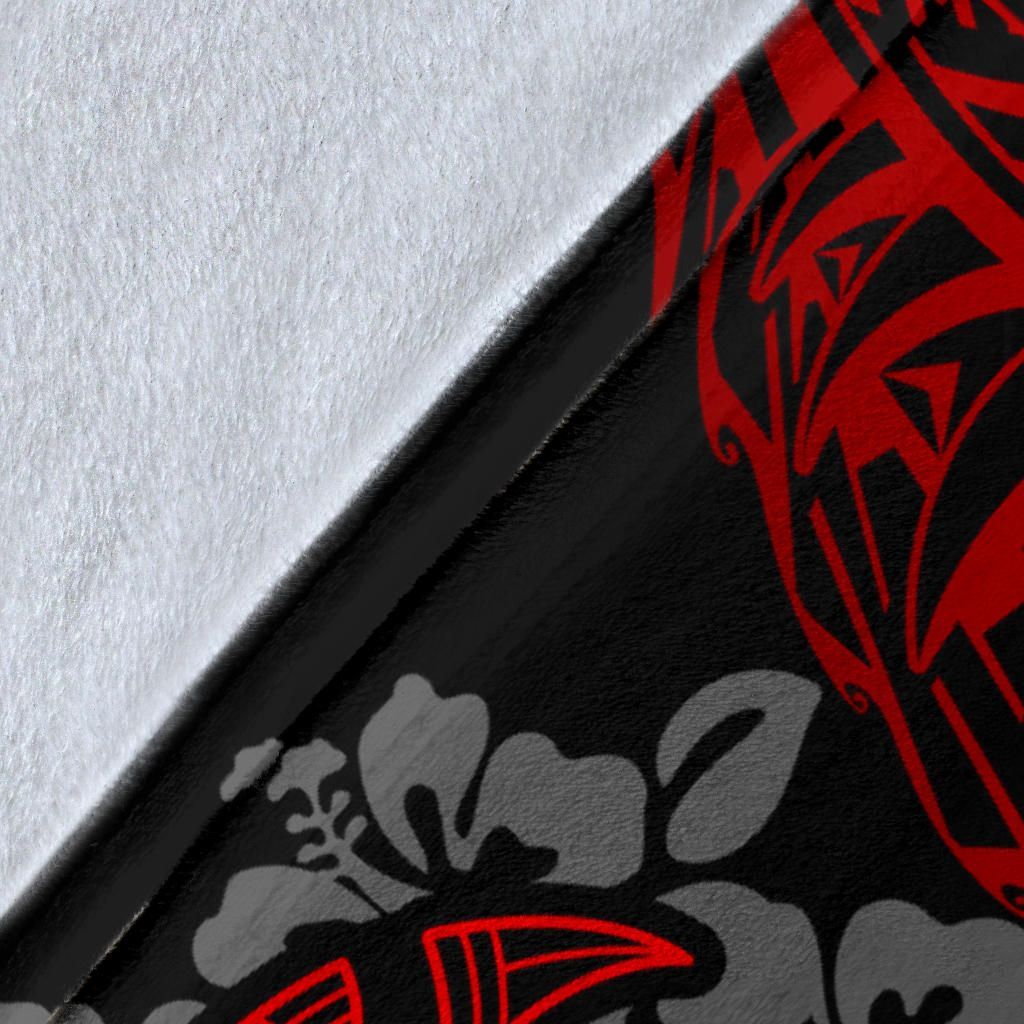 Tahiti Polynesian Premium Blanket - Red Turtle Hibiscus Flowing