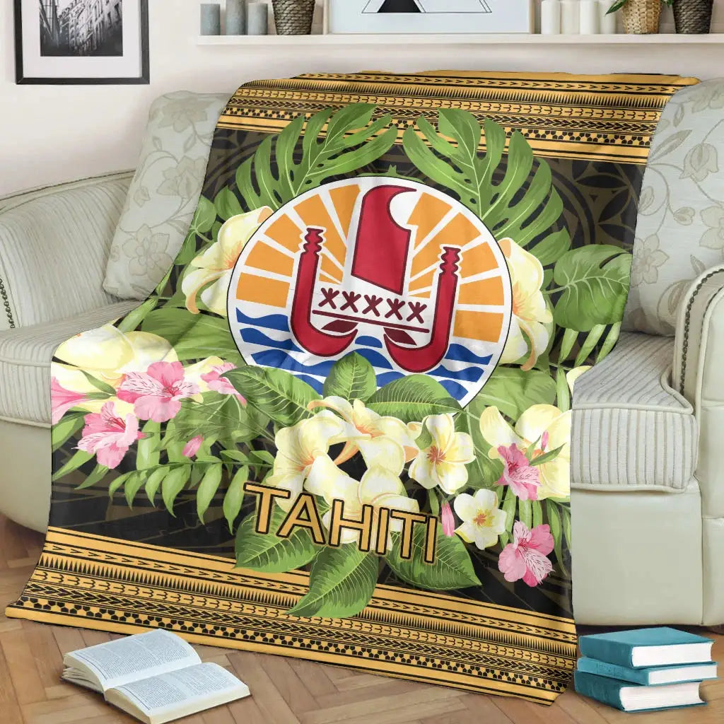 Tahiti Premium Blanket - Polynesian Gold Patterns Collection