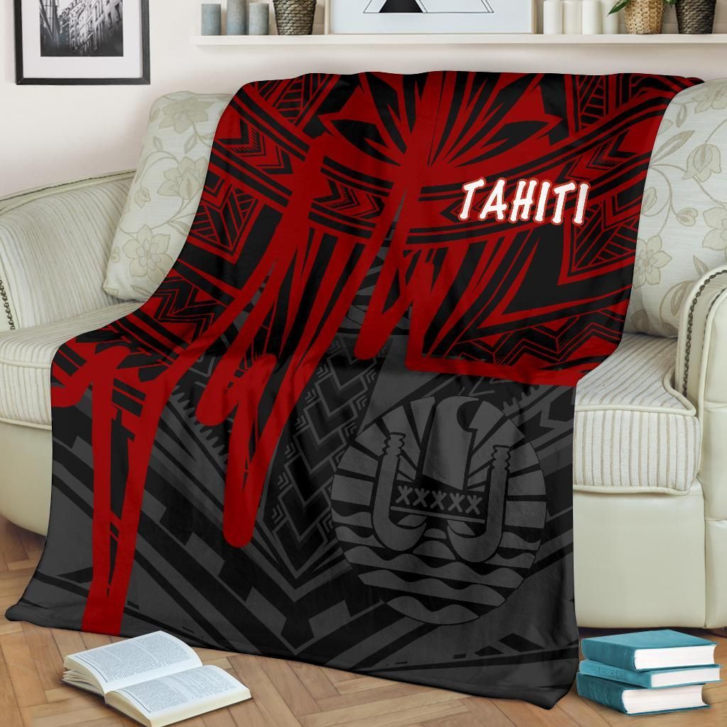 Tahiti Premium Blanket - Tahiti Seal In Heartbeat Patterns Style (Red)