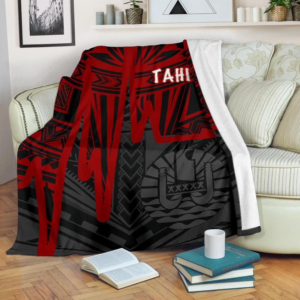 Tahiti Premium Blanket - Tahiti Seal In Heartbeat Patterns Style (Red)