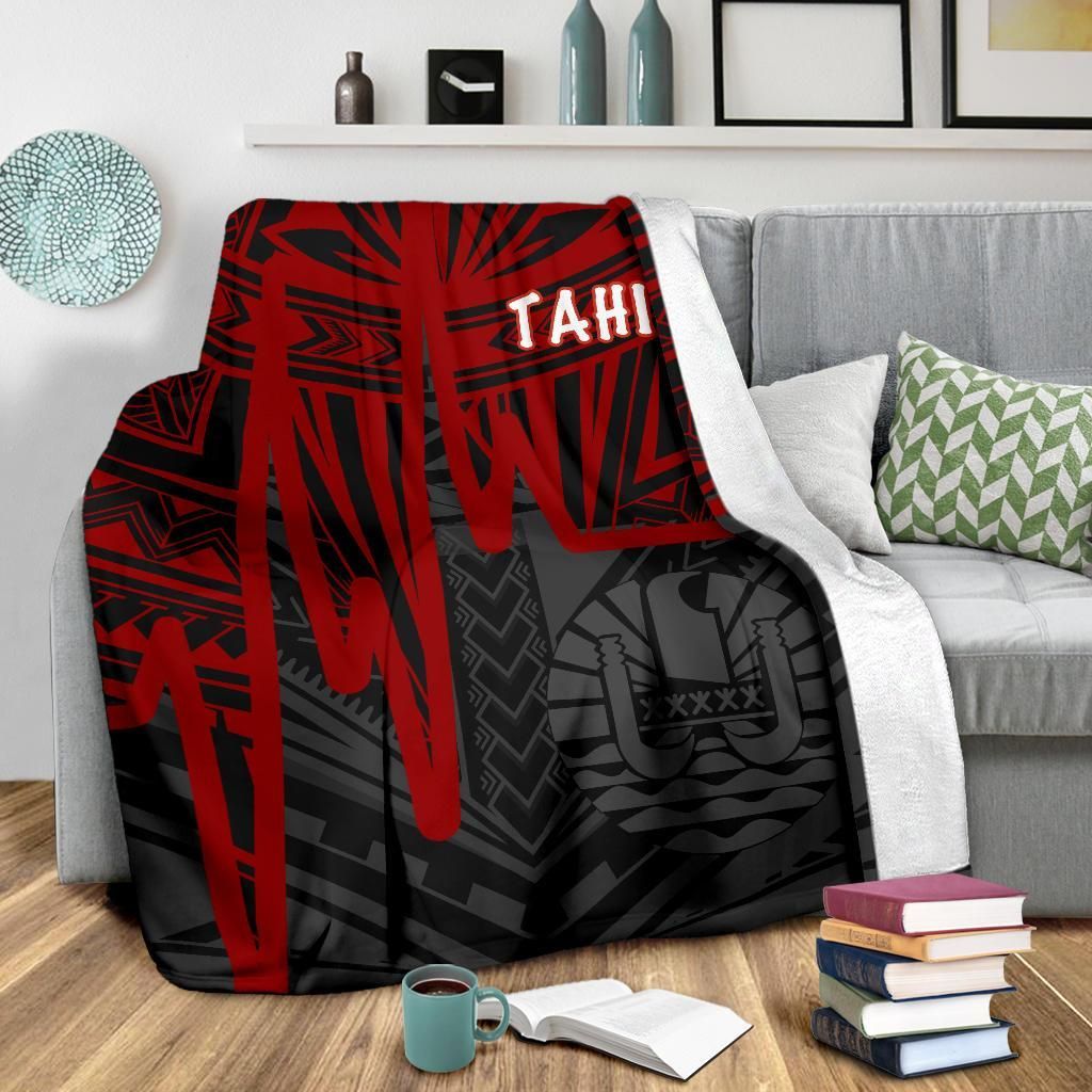Tahiti Premium Blanket - Tahiti Seal In Heartbeat Patterns Style (Red)