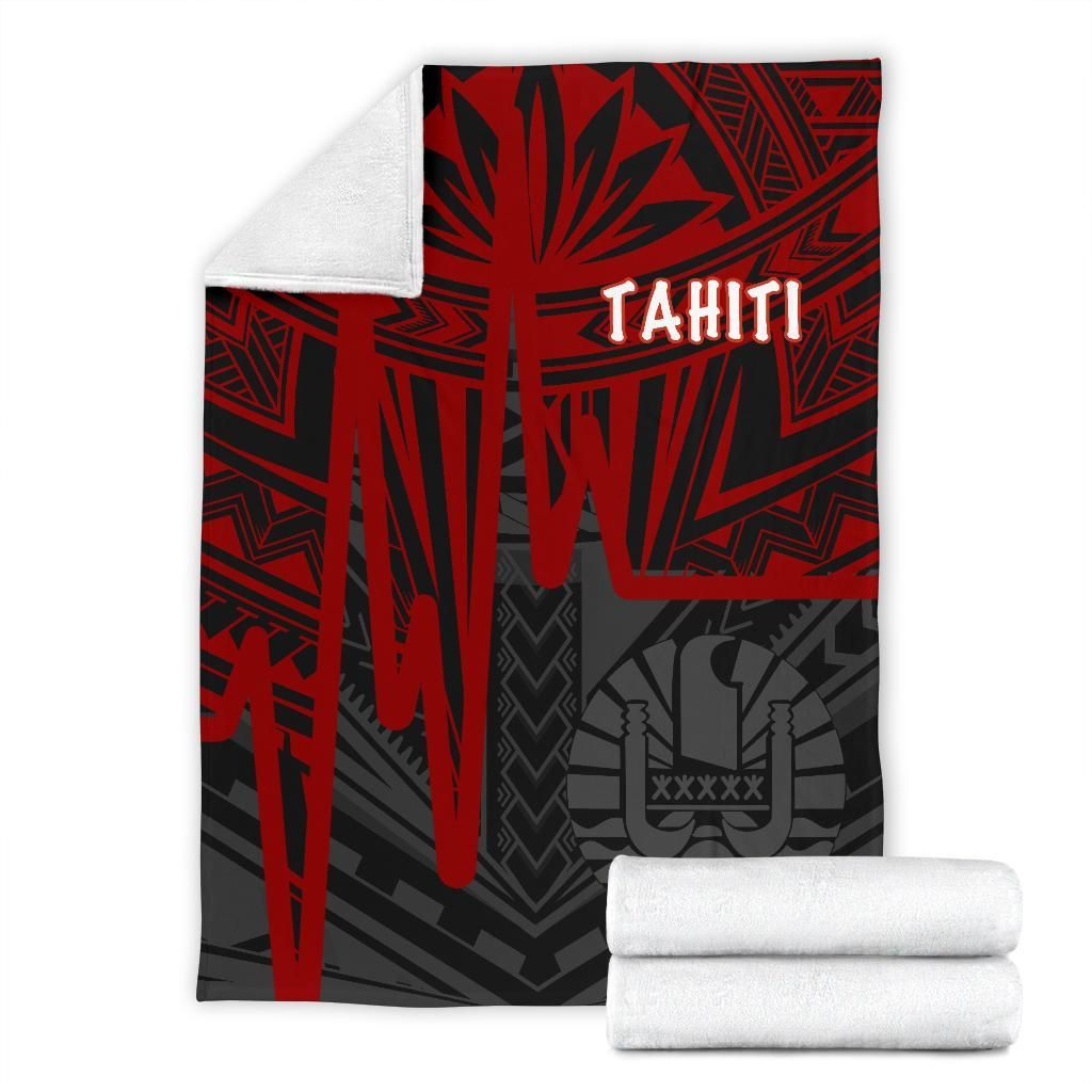 Tahiti Premium Blanket - Tahiti Seal In Heartbeat Patterns Style (Red)
