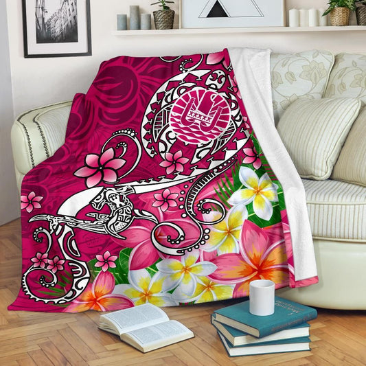 Tahiti Premium Blanket - Turtle Plumeria (Pink)