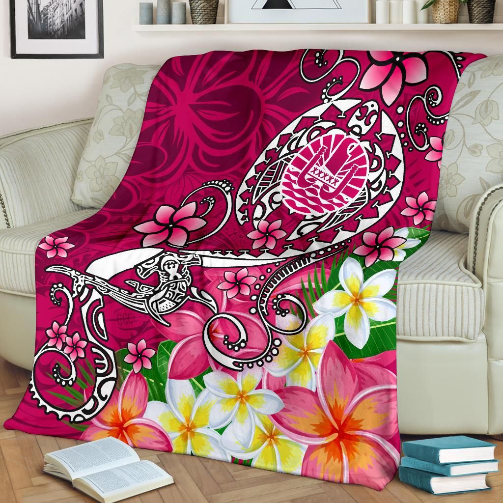 Tahiti Premium Blanket - Turtle Plumeria (Pink)
