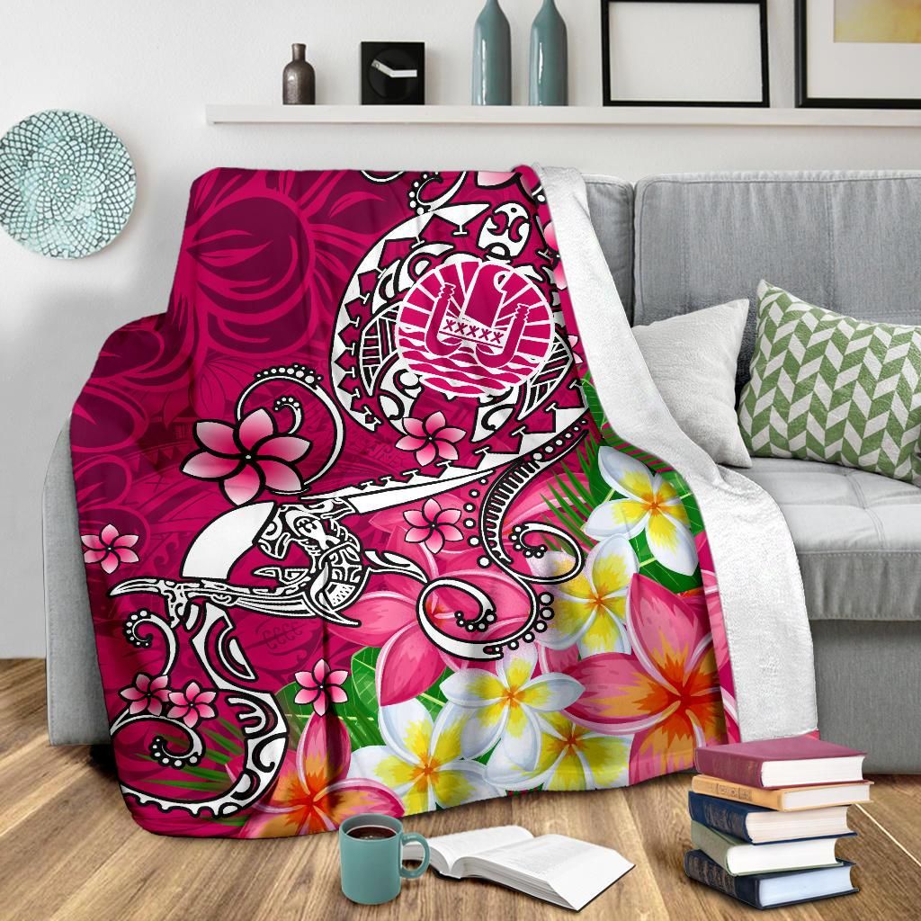 Tahiti Premium Blanket - Turtle Plumeria (Pink)