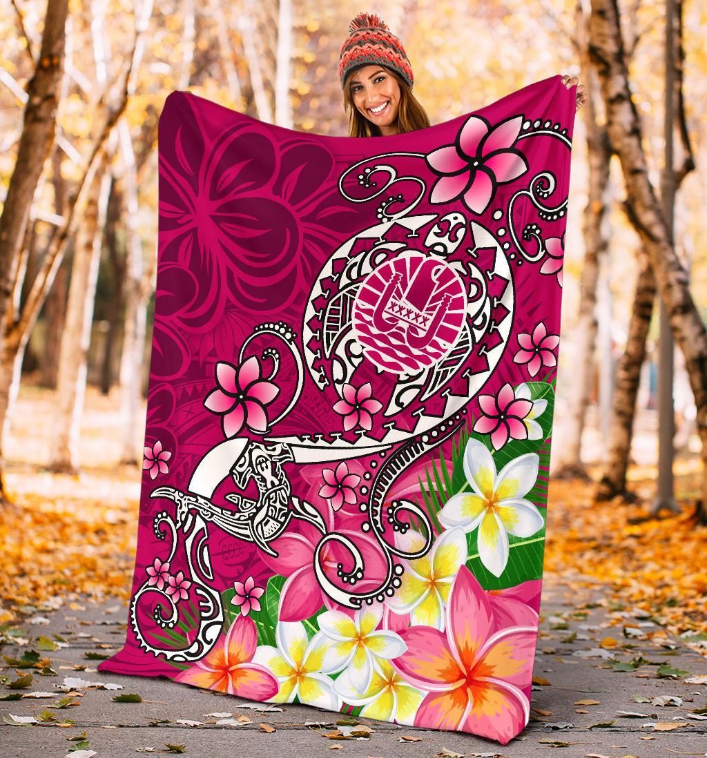 Tahiti Premium Blanket - Turtle Plumeria (Pink)