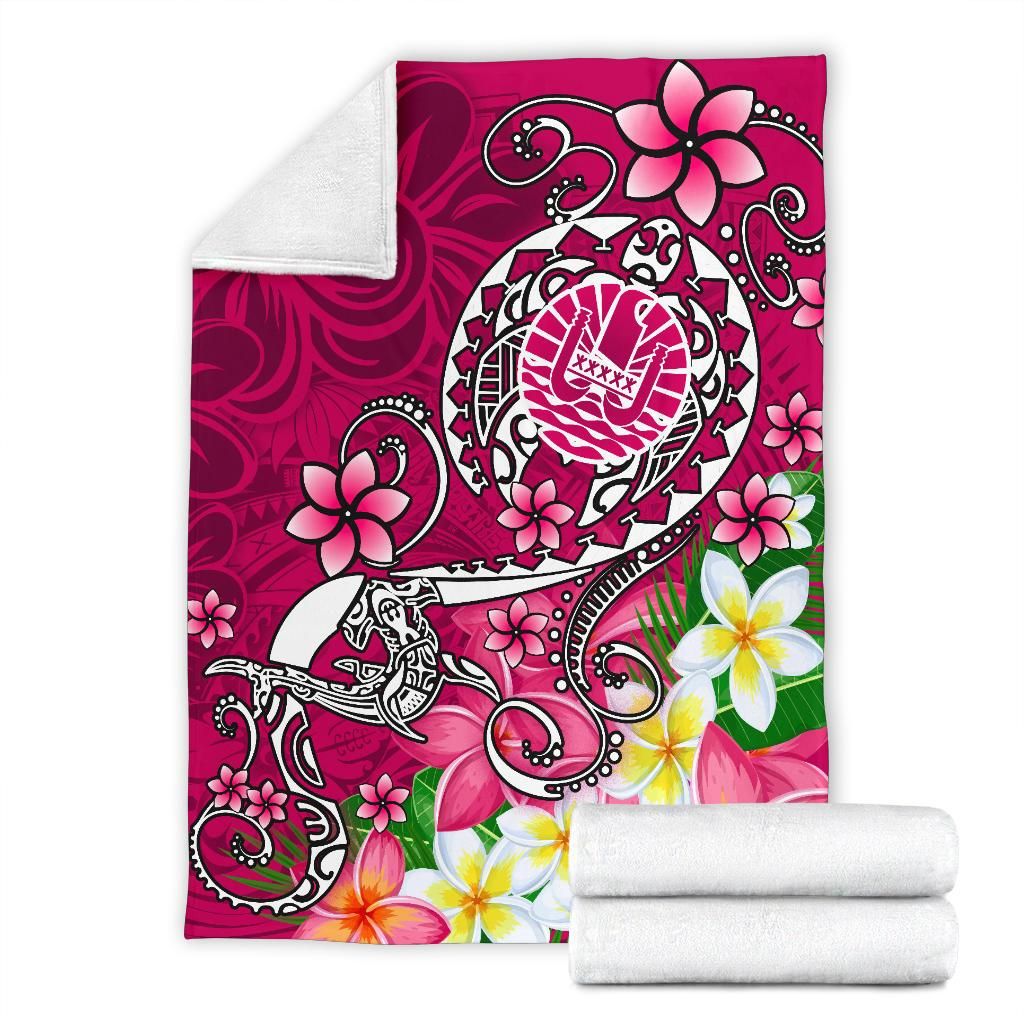 Tahiti Premium Blanket - Turtle Plumeria (Pink)