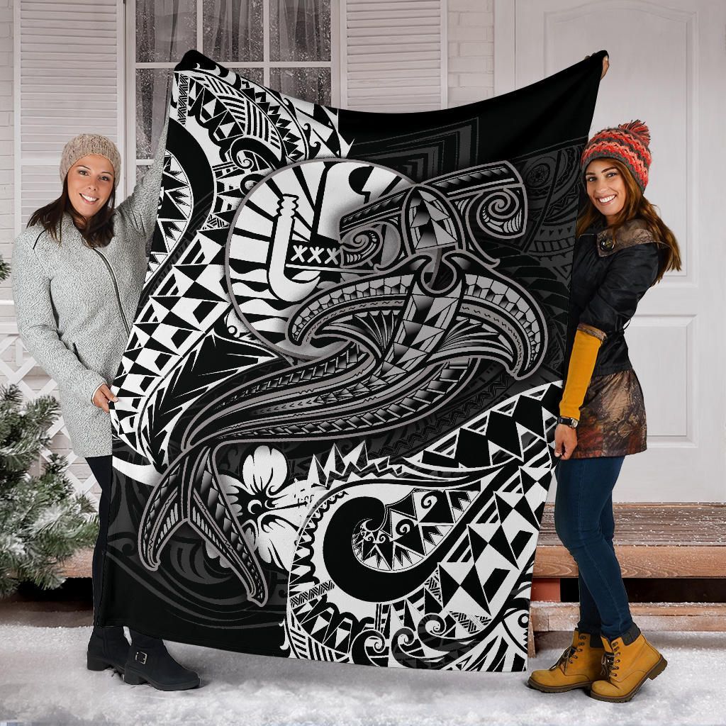 Tahiti Premium Blanket - White Shark Polynesian Tattoo