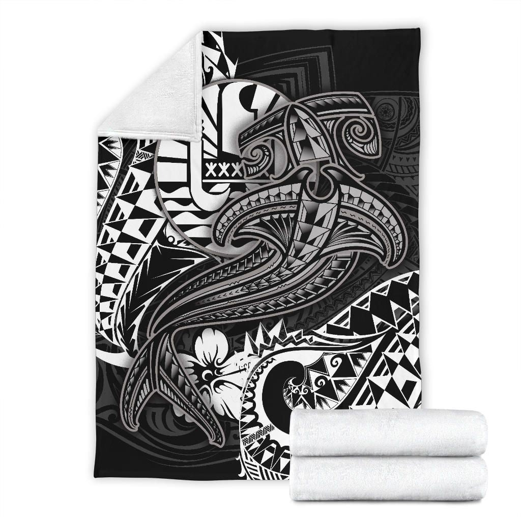 Tahiti Premium Blanket - White Shark Polynesian Tattoo