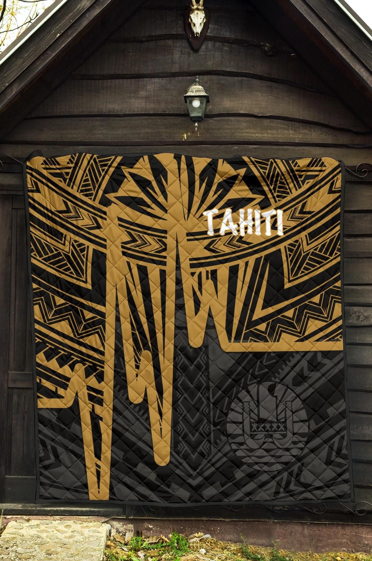 Tahiti Premium Quilt - Tahiti Seal In Heartbeat Patterns Style (Gold)