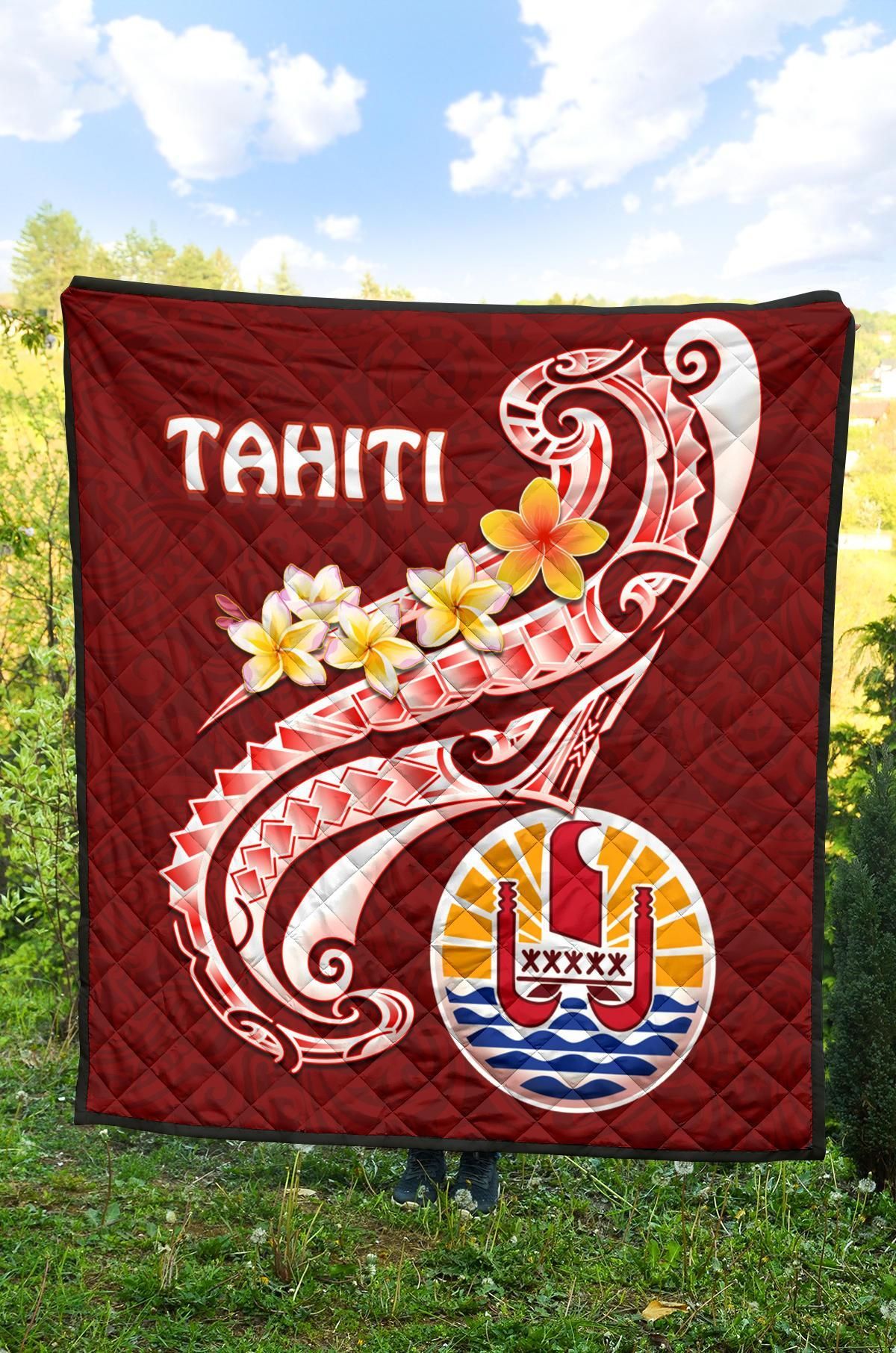 Tahiti Premium Quilt - Tahiti Seal Polynesian Patterns Plumeria