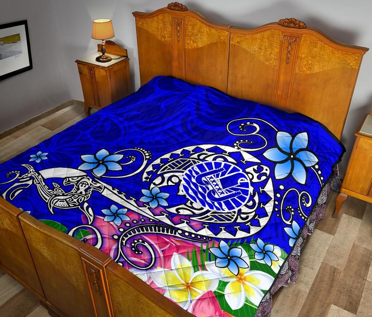 Tahiti Premium Quilt - Turtle Plumeria (Blue)