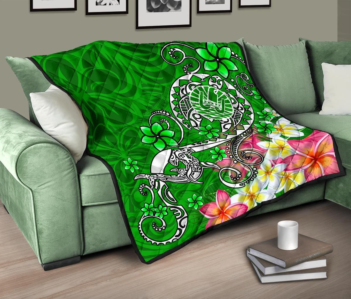 Tahiti Premium Quilt - Turtle Plumeria (Green)
