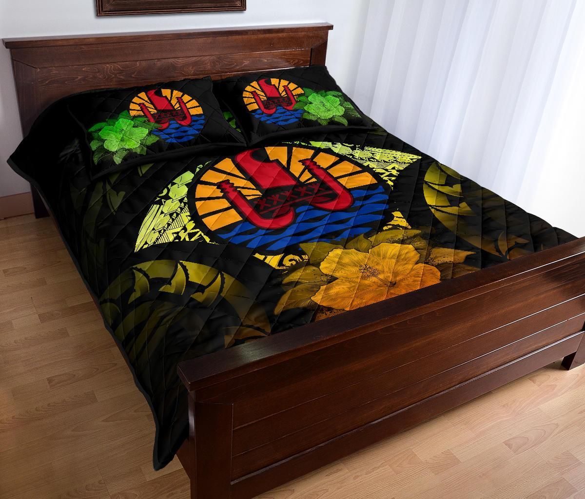 Tahiti Polynesian Quilt Bed Set Hibiscus Reggae