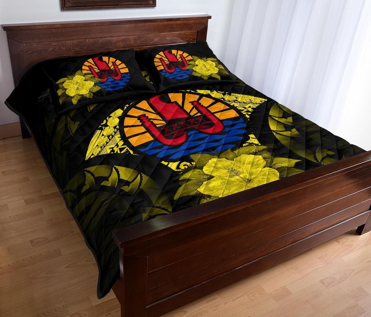Tahiti Polynesian Quilt Bed Set Hibiscus Yellow