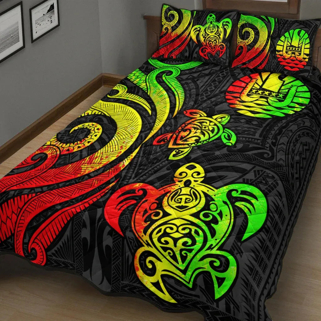 Tahiti Quilt Bed Set - Reggae Tentacle Turtle