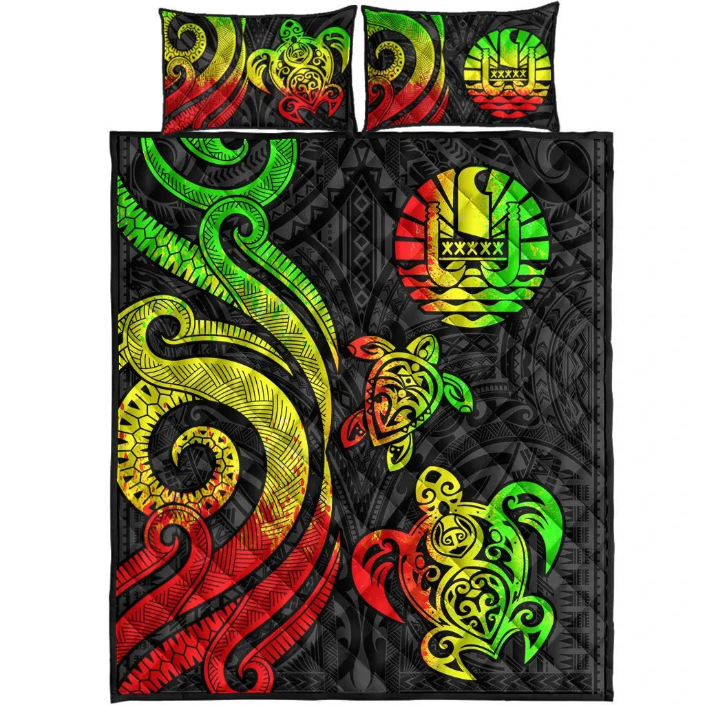 Tahiti Quilt Bed Set - Reggae Tentacle Turtle