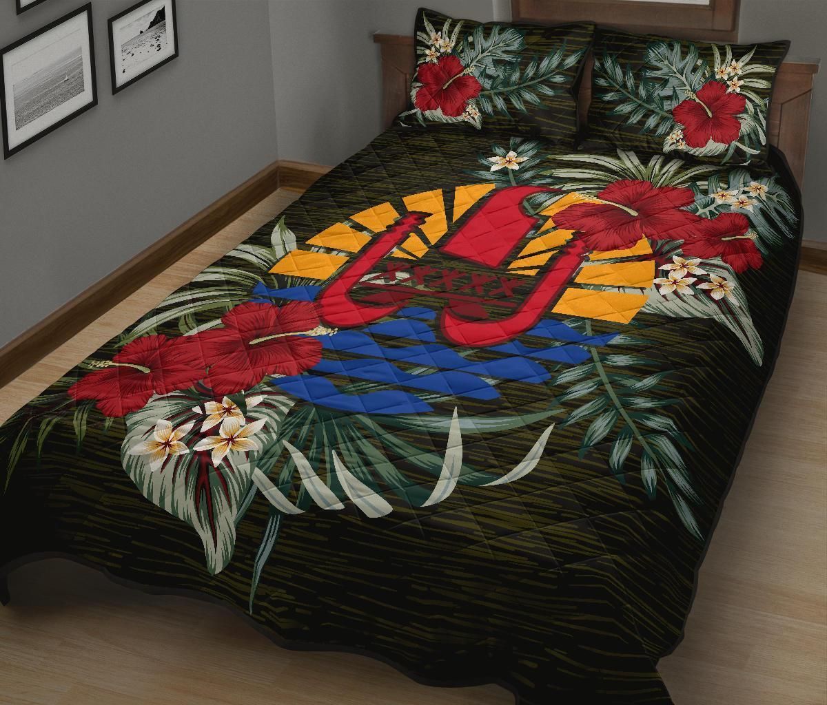 Tahiti Polynesian Quilt Bed Set - Special Hibiscus