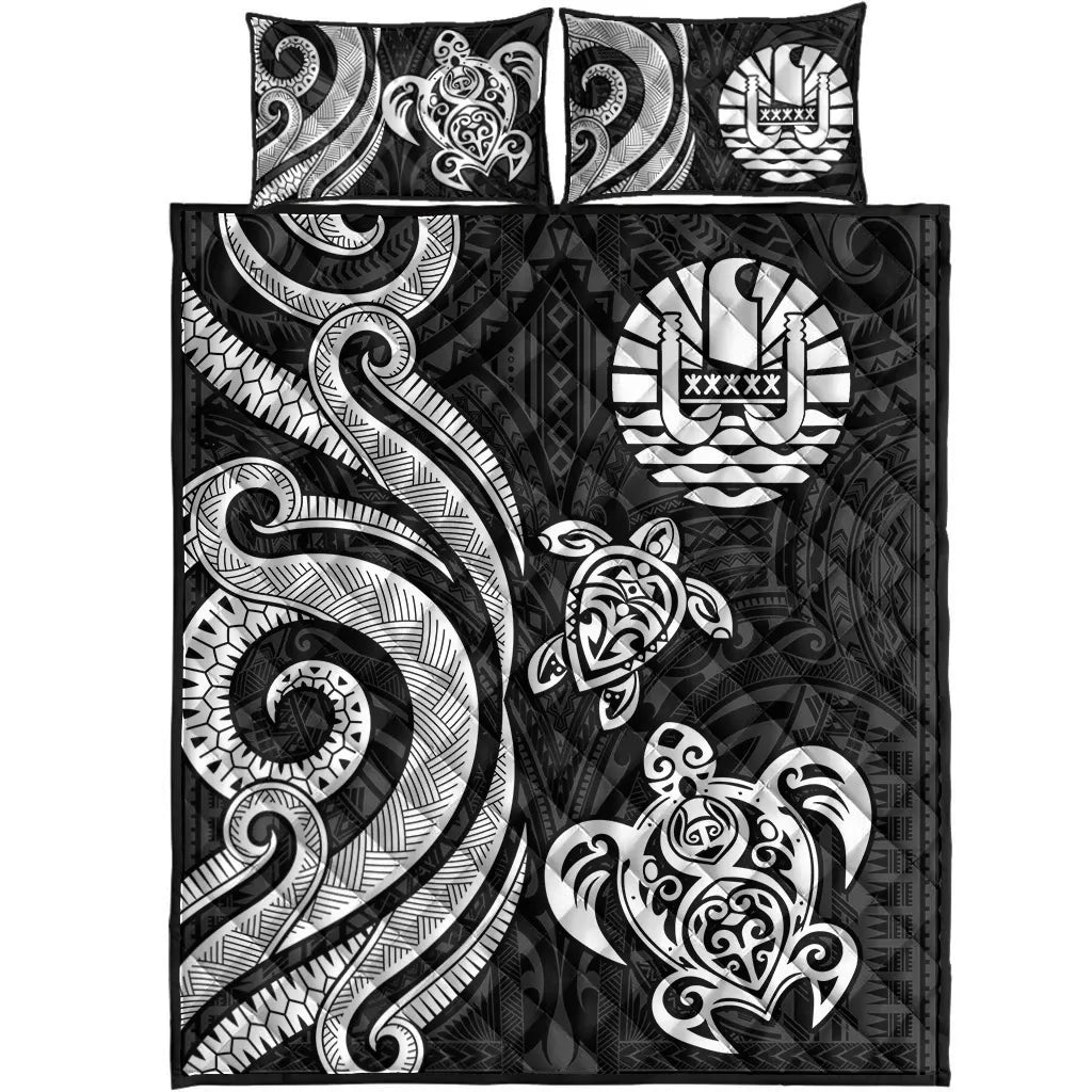 Tahiti Quilt Bed Set - White Tentacle Turtle