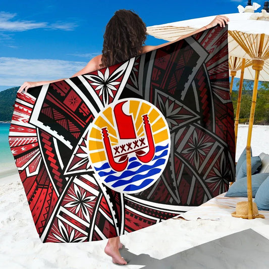 Tahiti Sarong - Tribal Flower Special Pattern Red Color