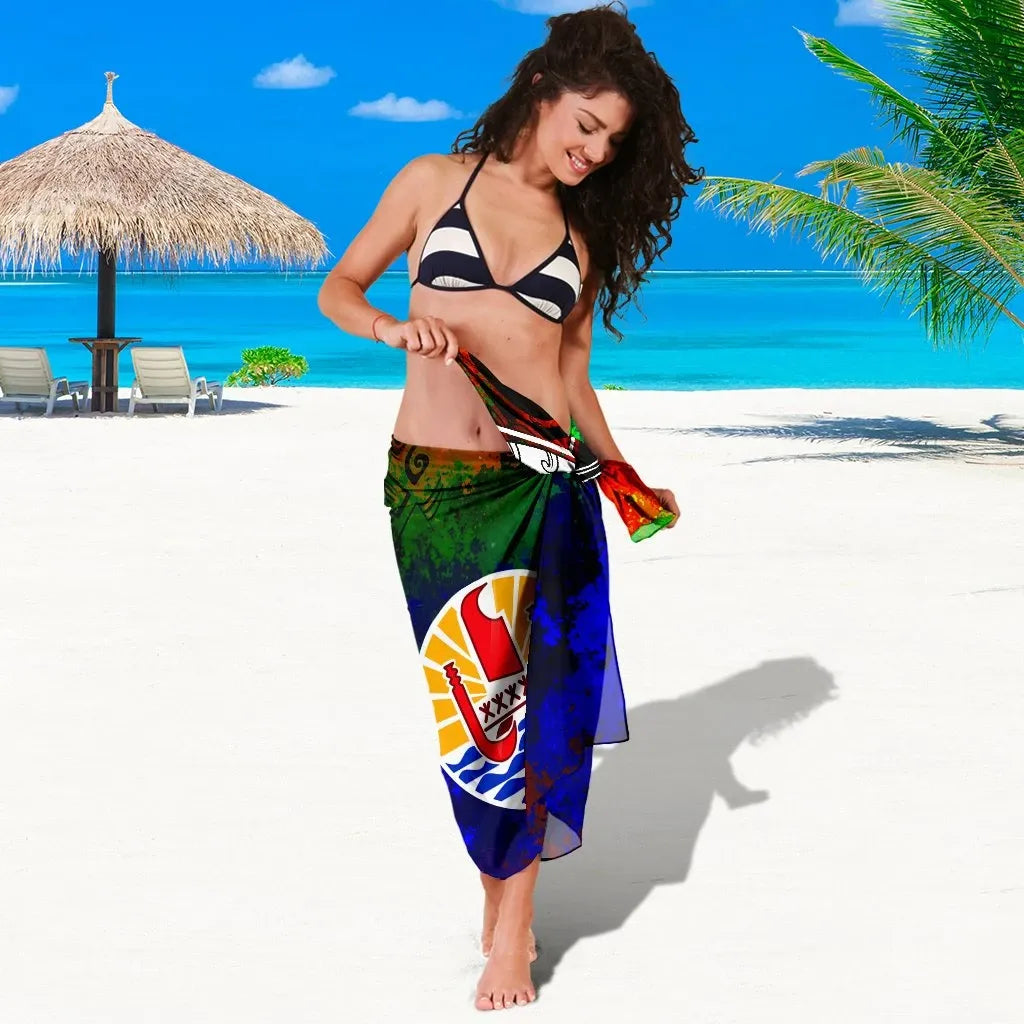 Tahiti Sarong - Tropical Leaf Rainbow Color
