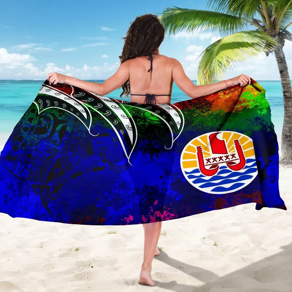Tahiti Sarong - Tropical Leaf Rainbow Color