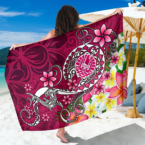 Tahiti Sarong - Turtle Plumeria (Pink)