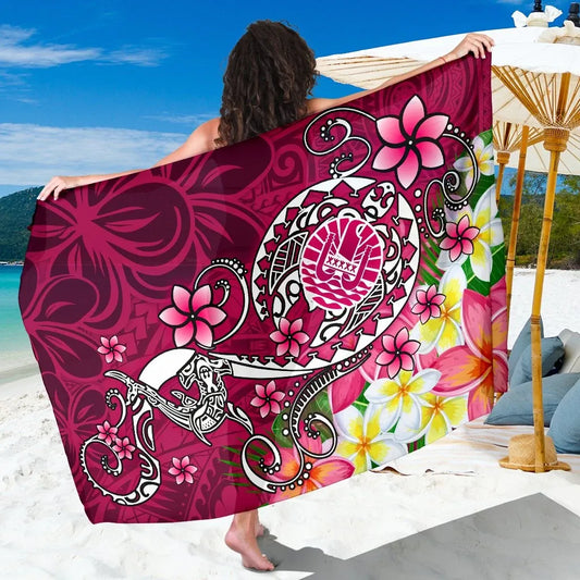 Tahiti Sarong - Turtle Plumeria (Pink)