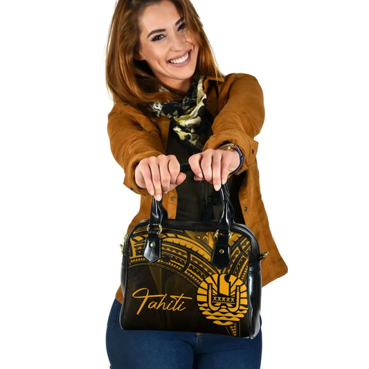 Tahiti Shoulder Handbag - Cross Style Gold Color