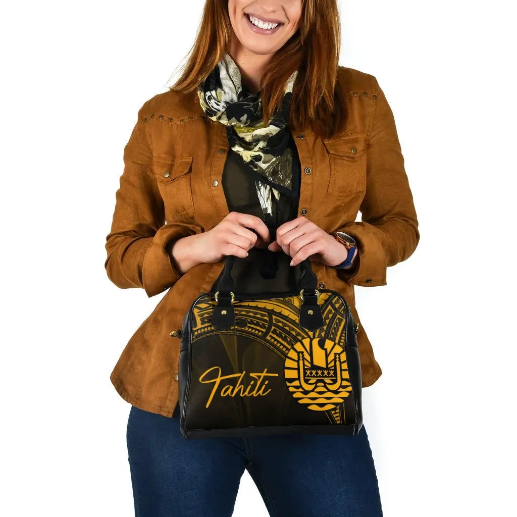 Tahiti Shoulder Handbag - Cross Style Gold Color