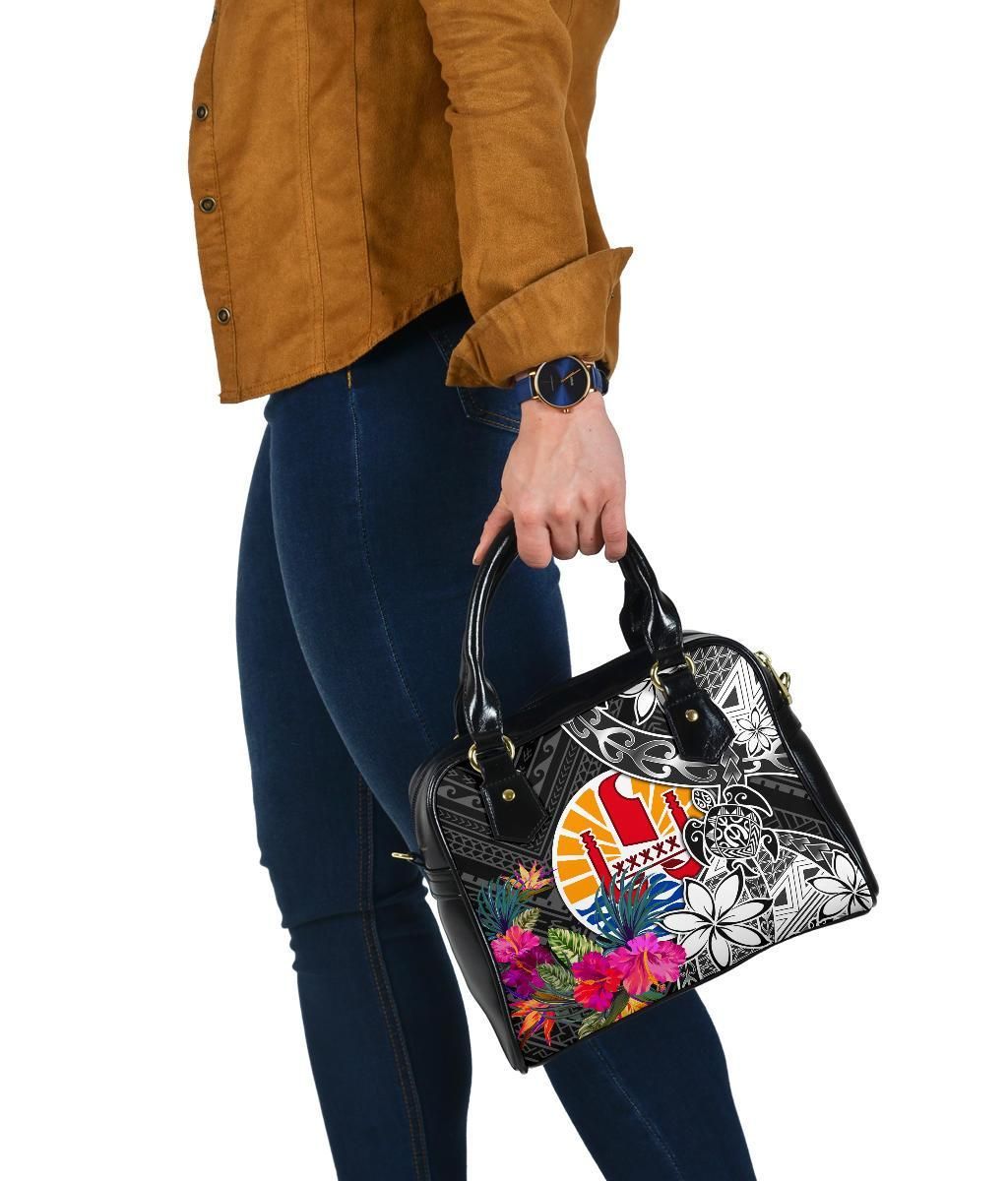 Tahiti Shoulder Handbag - Turtle Plumeria Banana Leaf