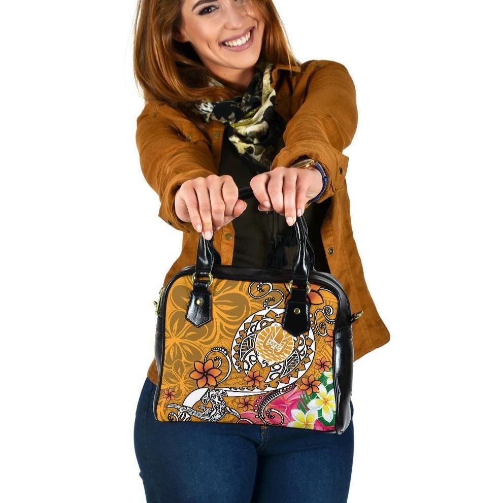 Tahiti Shoulder Handbag - Turtle Plumeria (Gold)