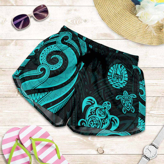 Tahiti Women Shorts - Turquoise Tentacle Turtle