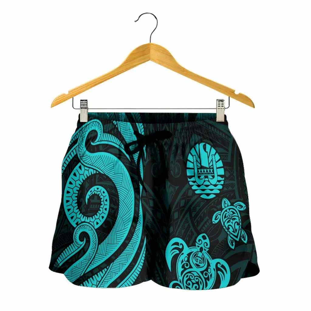Tahiti Women Shorts - Turquoise Tentacle Turtle