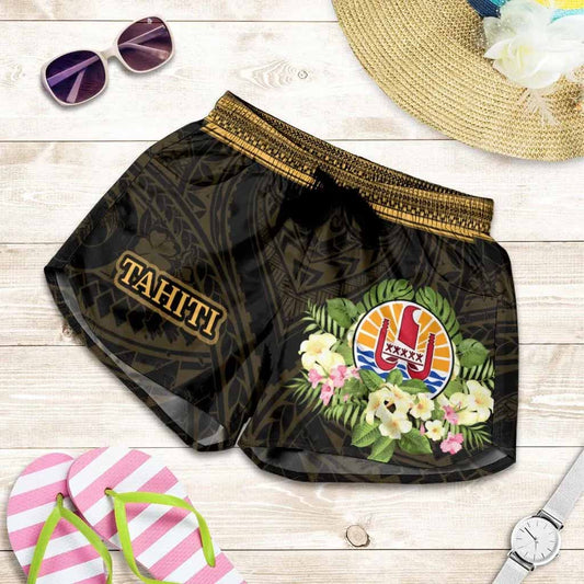 Tahiti Women Shorts - Polynesian Gold Patterns Collection