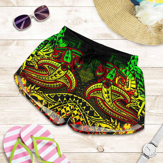 Tahiti Women Shorts - Reggae Shark Polynesian Tattoo
