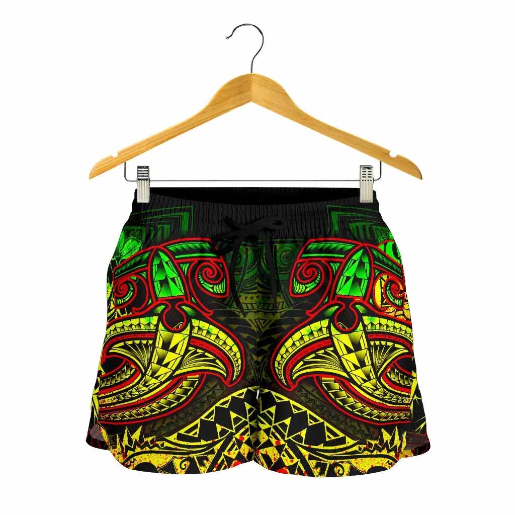 Tahiti Women Shorts - Reggae Shark Polynesian Tattoo