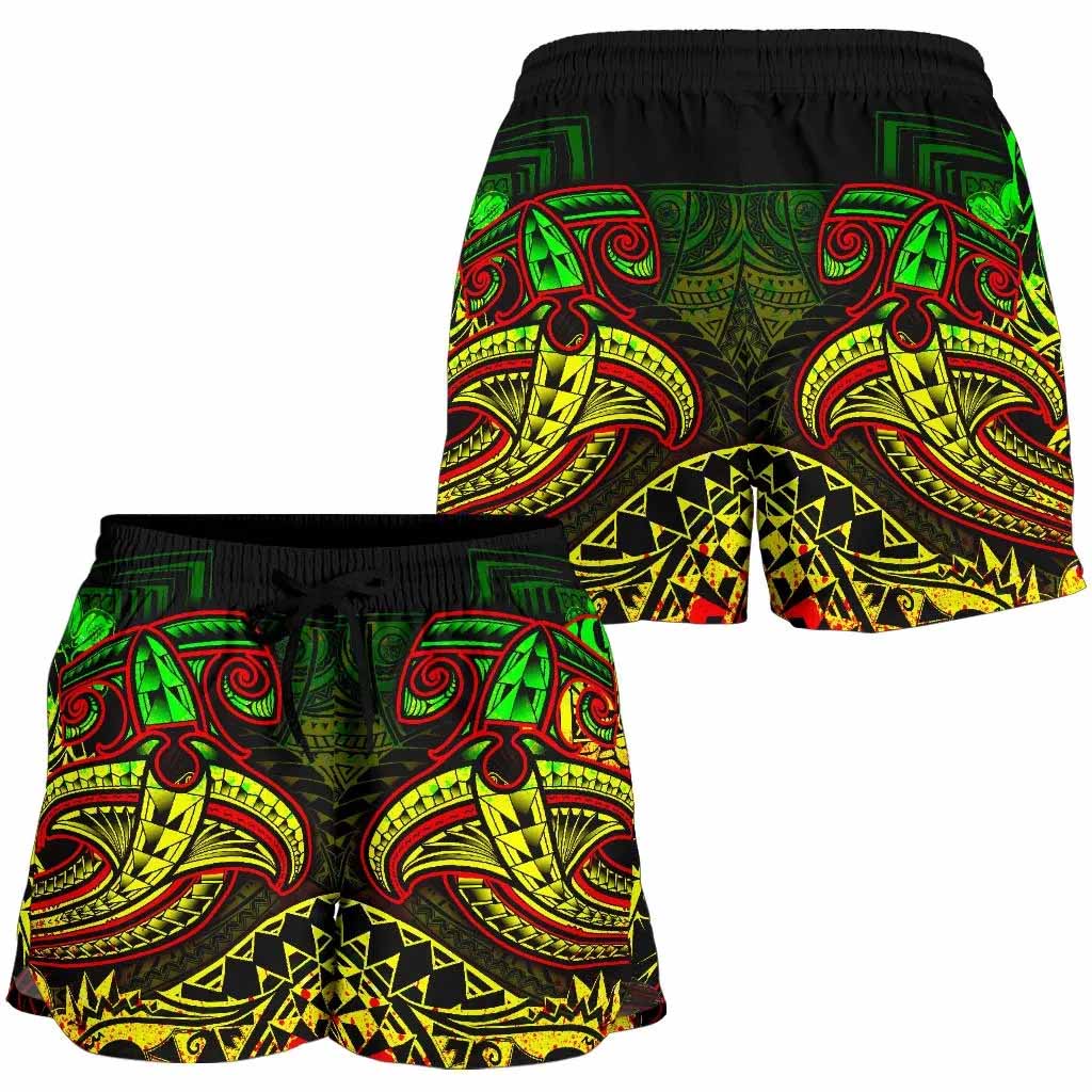 Tahiti Women Shorts - Reggae Shark Polynesian Tattoo