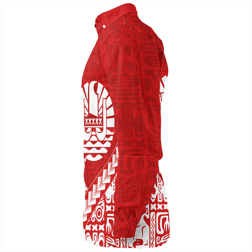 Tahiti Long Sleeve Shirt Tribal Fabric And Coat Of Arms