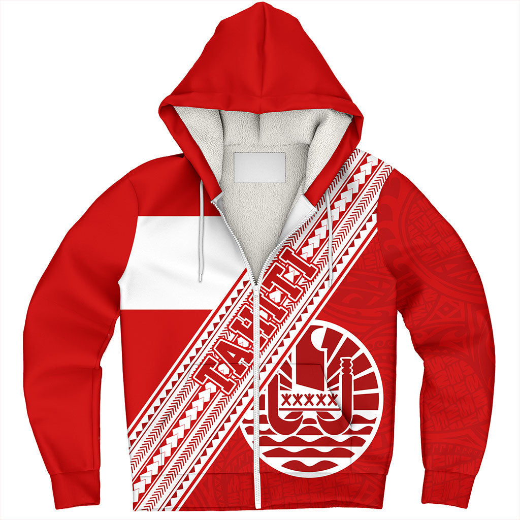 Tahiti Sherpa Hoodie Flag And Coat Of Arms