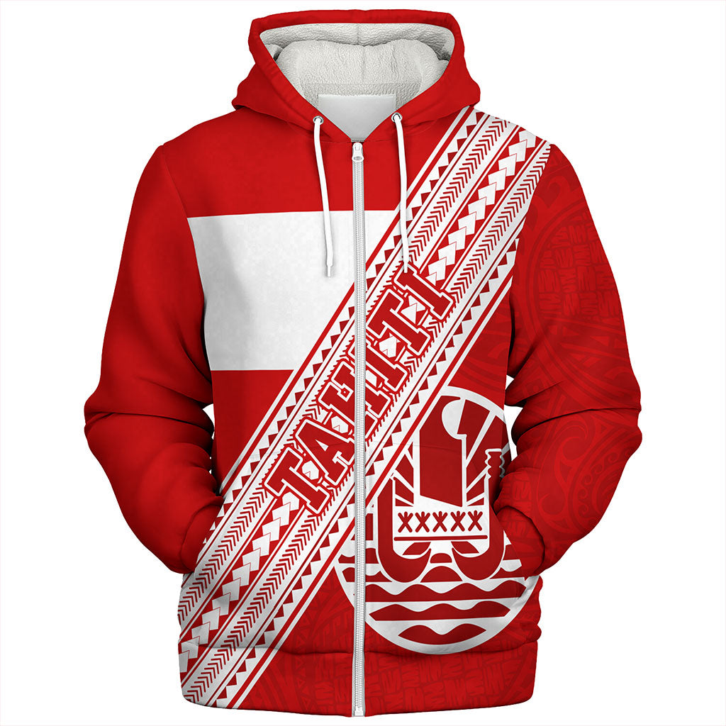 Tahiti Sherpa Hoodie Flag And Coat Of Arms