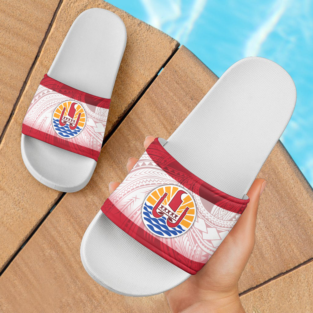 Tahiti Flag Color With Traditional Patterns Slide Sandals