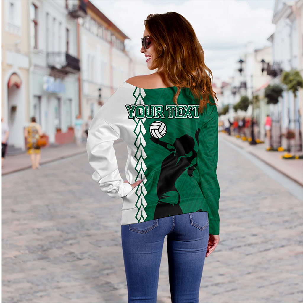 Hawaii Off Shoulder Sweatshirt Custom Women Volleyball Polynesia Tattoo