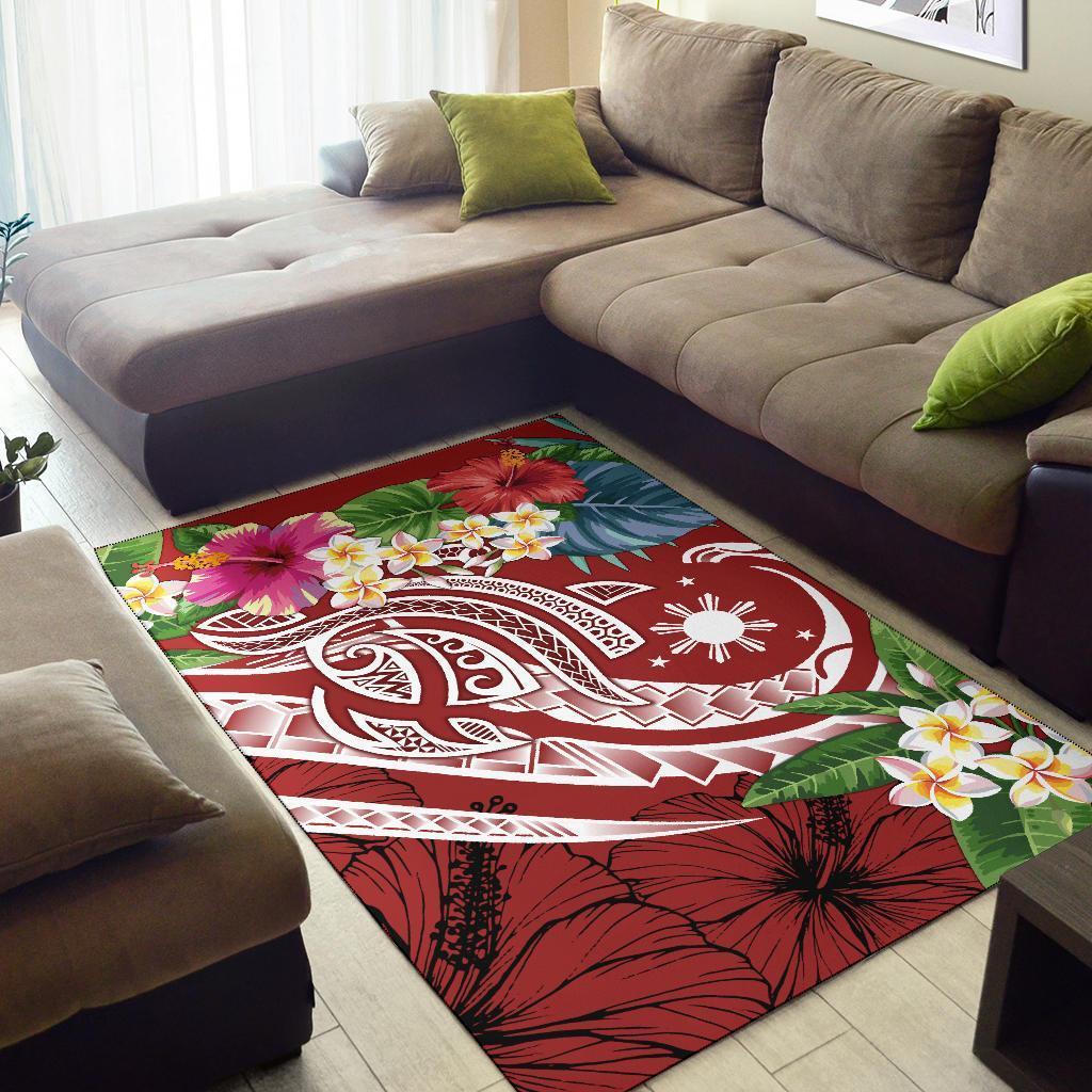 The Philippines Area Rug - Summer Plumeria (Red)