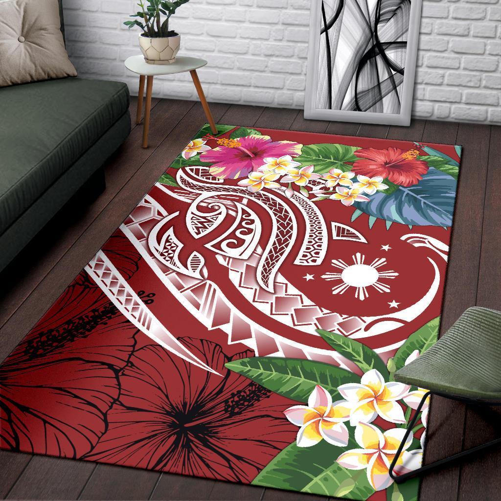 The Philippines Area Rug - Summer Plumeria (Red)